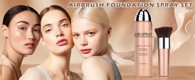 QIUFSSE 2Pcs Airbrush Foundation Makeup Spray Full Coverage Foundation for Mature Skin,Long-lasting Airbrush Flawless Setting Spray,Waterproof Foundation for Smooth Radiant Skin