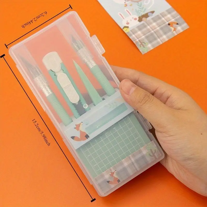 Complete DIY Scrapbooking Kit with Non-Expandable Handle, Pens, Carving Knives, Tweezers & Cutting Mats for Everyday Office Use