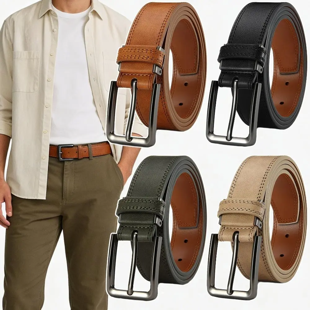 Men's Casual Belts with Pin Buckle - DOOPAI Adjustable Comfort Fit Vintage Style Belts, Classic Design, Durable Belt, Valentine's Day gifts