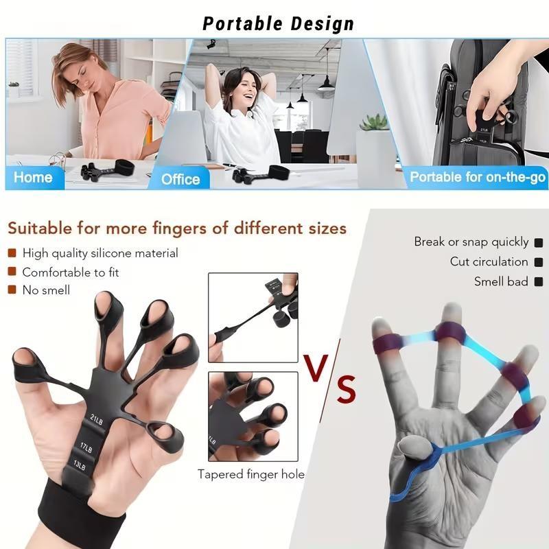 2-Pack Silicone Vein Trainer, Adult Fitness Resistance Bands, Portable Hand and Forearm Muscle Exercise Device, Adjustable Grip Strength