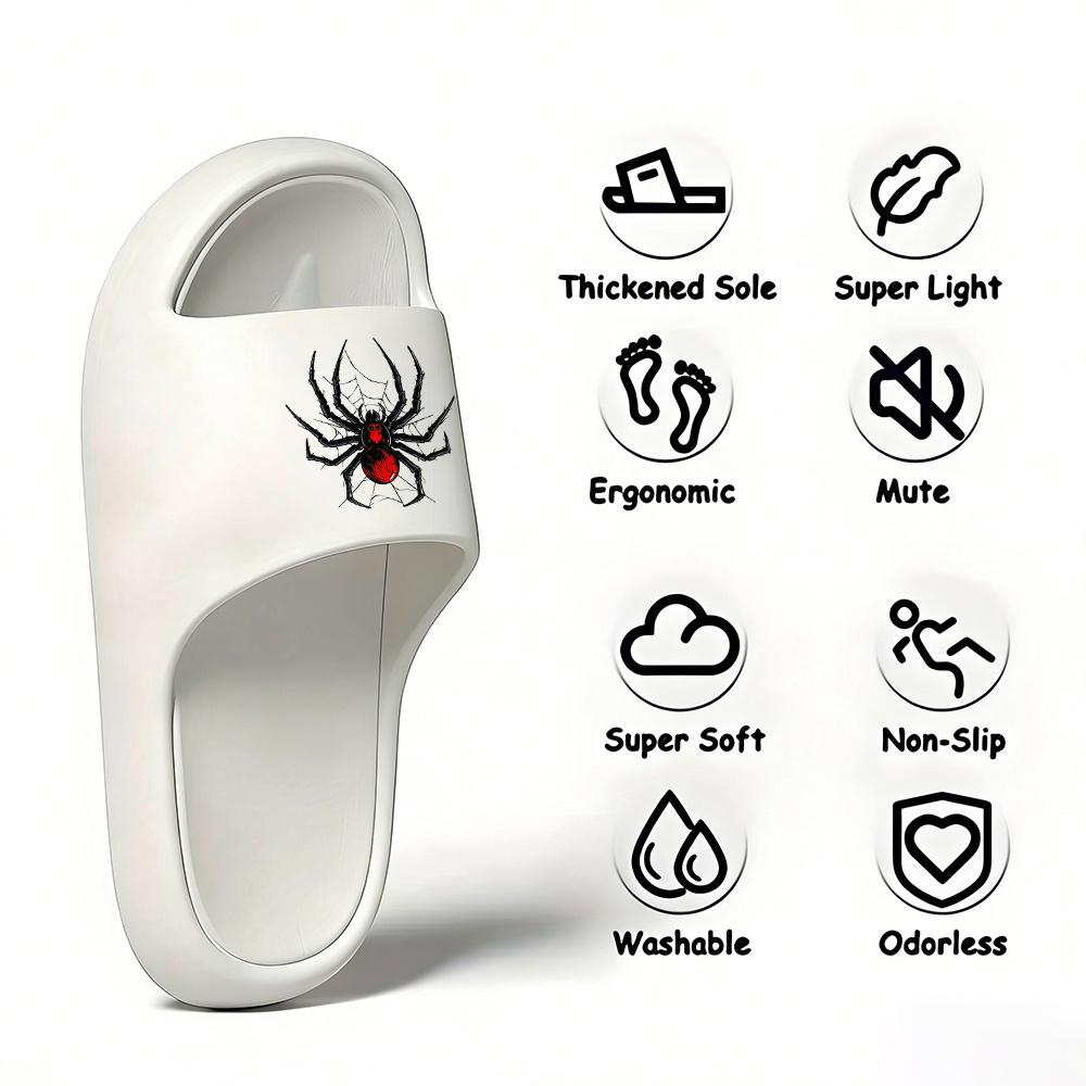 1 Pair of New Unisex Slippers, Featuring a Cool Black and Red Spider Pattern, Indoor/outdoor Slippers, Holiday Gift Slippers, Women's House Shoes, Room Slippers, Birthday Gift Slippers, Casual Slippers, Summer EVA Slippers, Bathroom Slippers