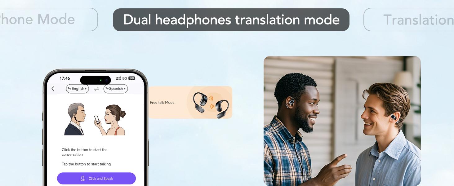 ERAZER XF23 AI translation earphones OWS earbuds, UVC ultraviolet disinfection, touch screen earphones, wireless Bluetooth earphones, HIFI stereo earphones for gaming, travel and sports, built-in microphone