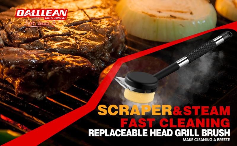 BBQ Grill Brush Bristle Free for Outdoor Grill, Grill Accessories with Sponge Replaceable Grill Brush Head, Steam Grate Cleaner,BBQ Cleaning Brush,Grill Brush Set, Bristle Free Grill Brush and Scraper Utensils BBQ Grill Brush Bristle Free for Outdoor Grill, Grill Accessories with Sponge Replaceable Grill Brush Head, Steam Grate Cleaner,BBQ Cleaning Brush,Grill Brush Set, Bristle Free Grill Brush and Scraper Utensils