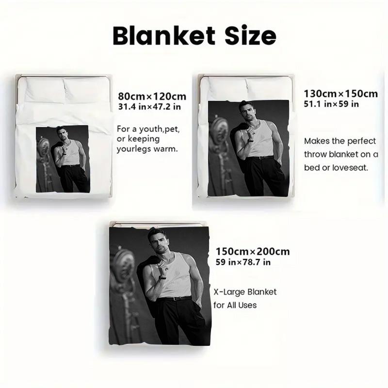 Theo James Theme Print Soft and comfortable home blankets, small throw blankets, nap blankets, perfect Christmas gifts for friends and besties. Super soft heat-pressed blankets. P251223100