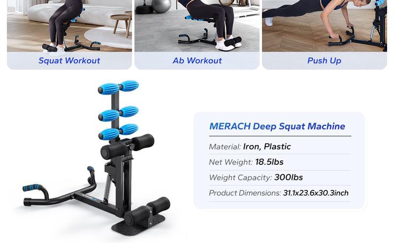 MERACH Sit Up Machine Gifts For Her/Him Deep Squat Machine Home Gym Workout Training Abdominal bench Push Up Trainer