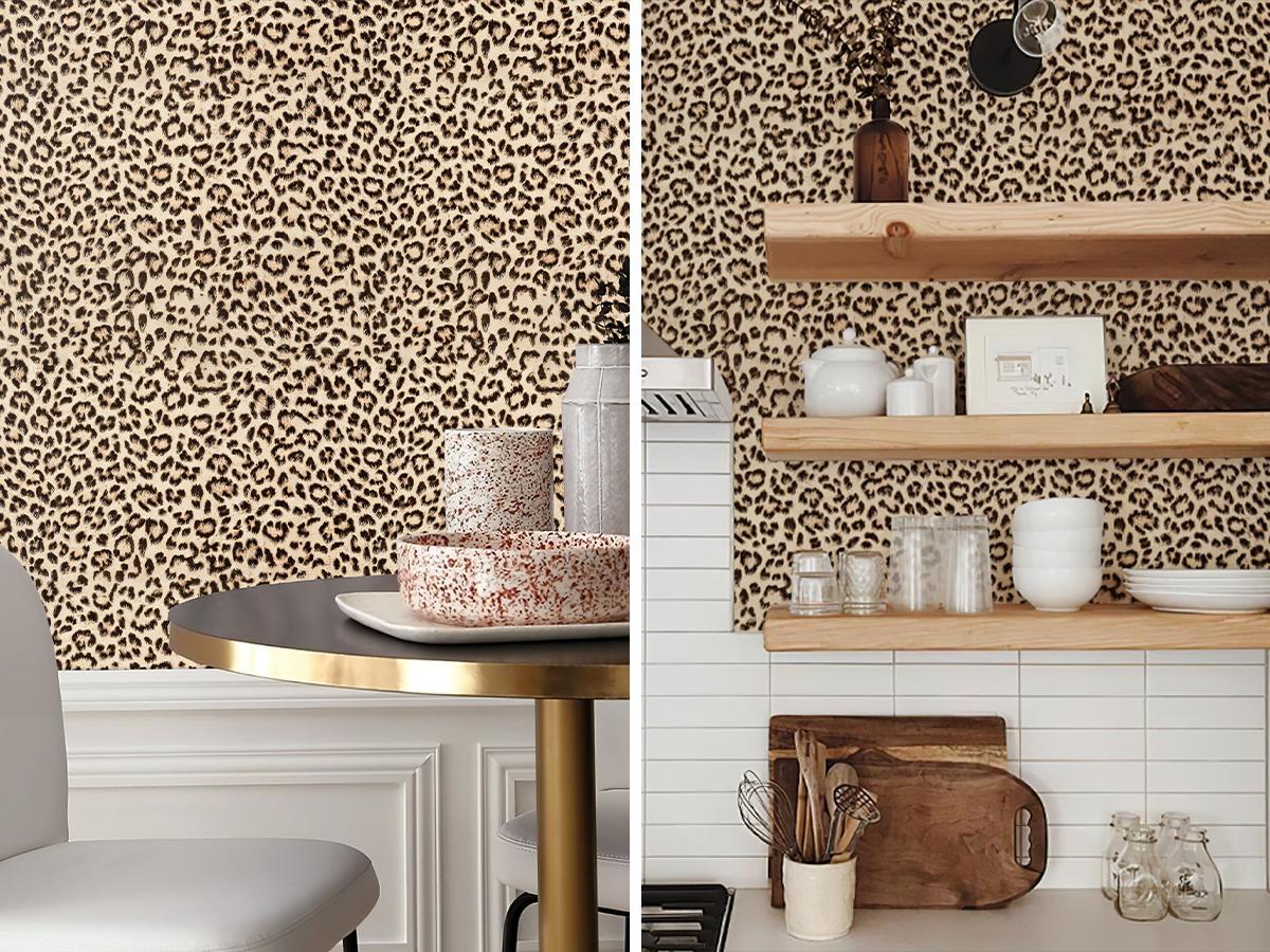 JIFFDIFF Leopard Print Peel and Stick Wallpaper Removable Cheetah Contact Paper Self Adhesive Brown Wall Paper for Accent Wall Renter Friendly Decor Waterproof Removable Wall Sticker