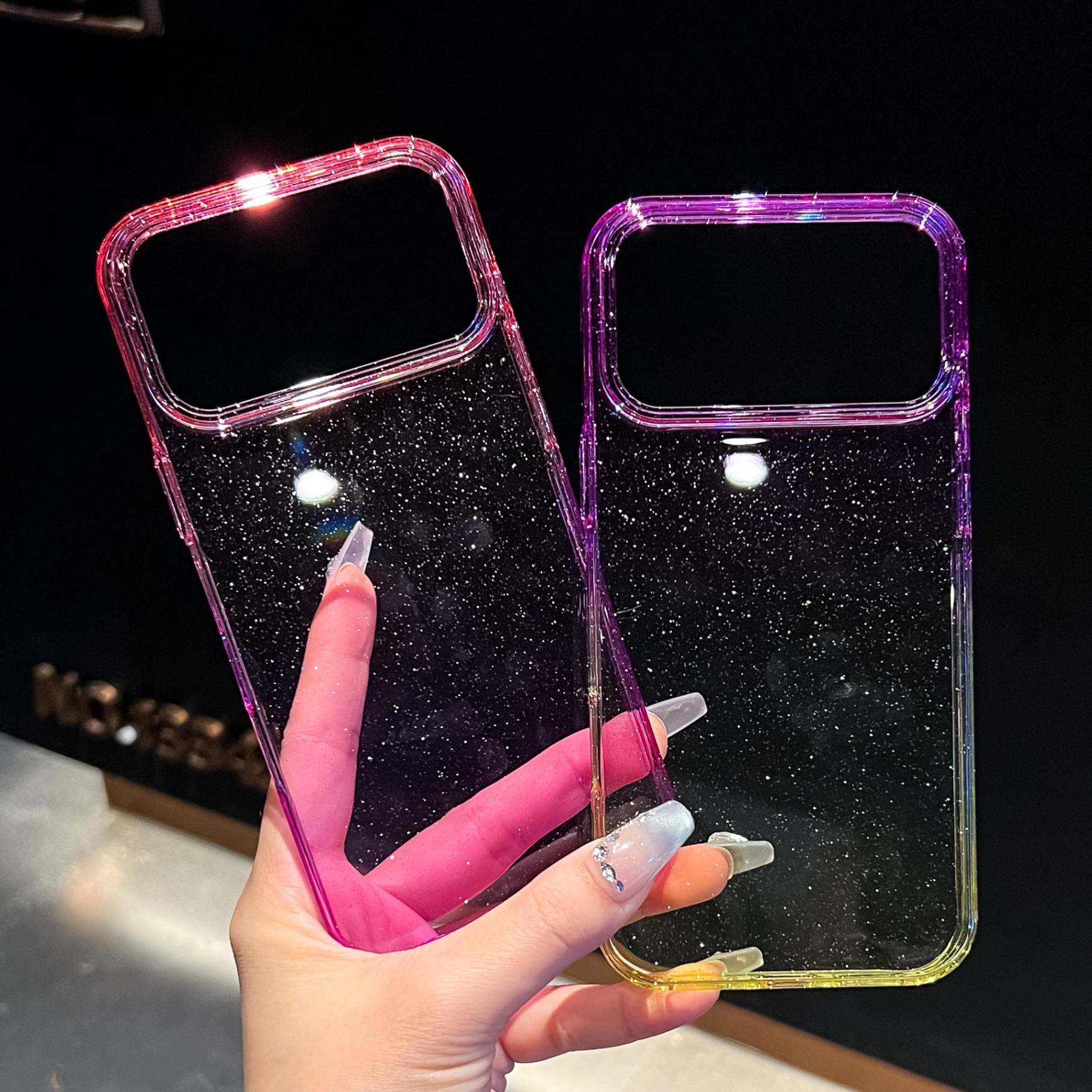 The refreshing "ins flash powder gradient" design is suitable for the 17promax ultra-thin hard-shell iPhone 16 phone case / iPhone 15 Pro Max / iPhone 14 / iPhone 13 phone protection cover with a dual-color splicing minimalist style.