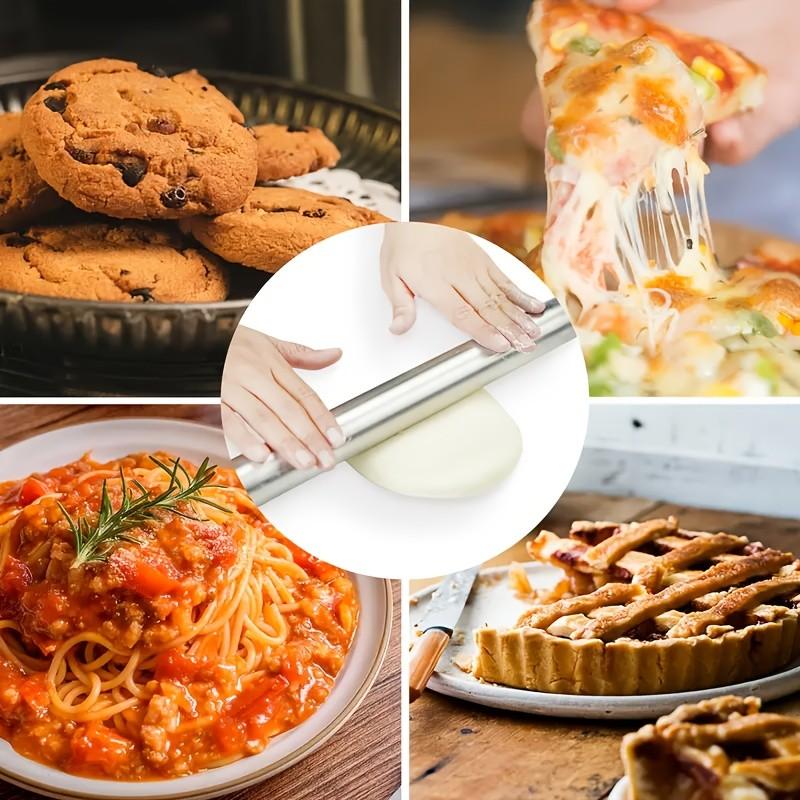 Reusable Stainless Steel Rolling Pin, Washable Baking Tool, Ideal for Sugar Cookies, Pie, Dumplings, Pizza Dough, Lightweight Hollow Design