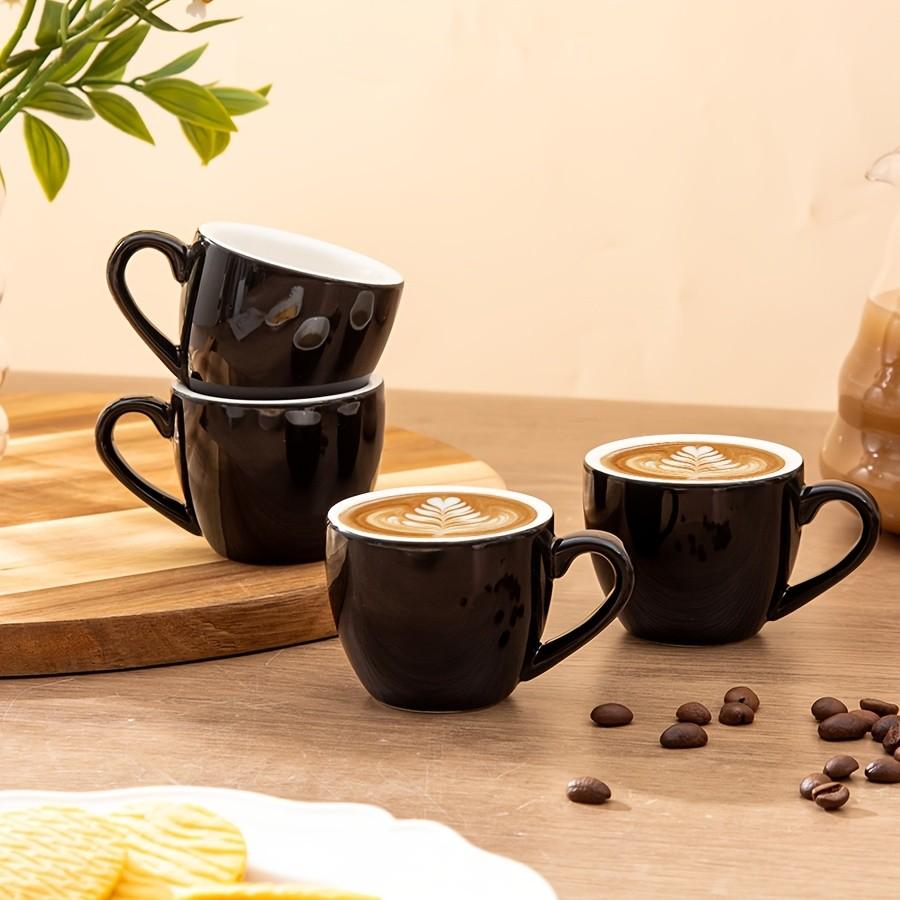 4pcs 60ML/2oz Ceramic Espresso Cups with Handle, Perfect for Espresso Machines, Ideal Gift for Coffee Lovers, Small Tea Cups