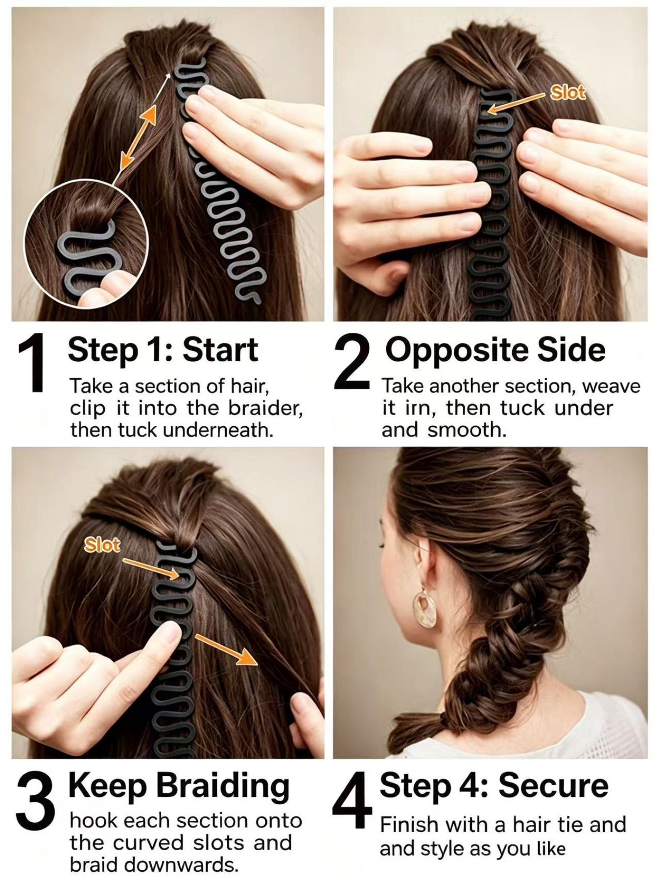 2pcs DIY Hair Braiding Tool, Quick Fishtail Braid Maker Lazy Girl Hairstyle Accessory, Heatless Styling Tools