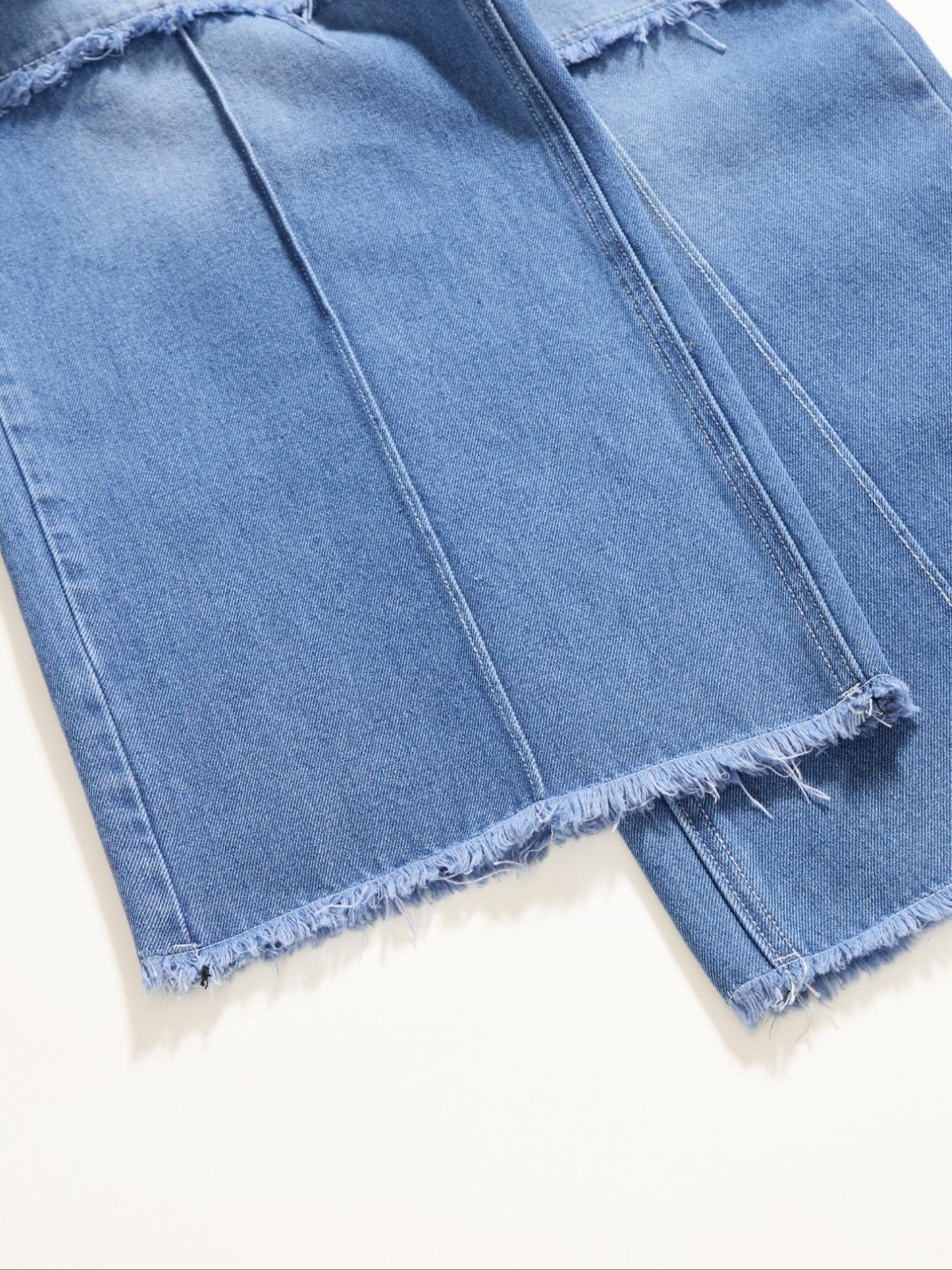 Men's Retro Washed Loose Fit Straight Leg Jeans, Casual Ripped Denim, Patchwork Faux Fur Hem, Pleated Design, Y2K Streetwear, All Seasons