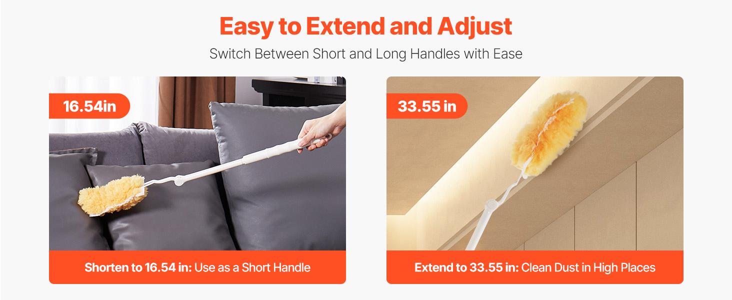 VEVOR Duster Refills, Heavy Duty Dusters for Cleaning, 3 ft Extendable Handle with 10 Refills, Reusable Non-woven Fabric 360 Cleaning Kit for Dusting Furniture, Blinds, Ceiling Fans, Walls, Corners VEVOR Duster Refills, Heavy Duty Dusters for Cleaning, 3 ft Extendable Handle with 10 Refills, Reusable Non-woven Fabric 360 Cleaning Kit for Dusting Furniture, Blinds, Ceiling Fans, Walls, Corners