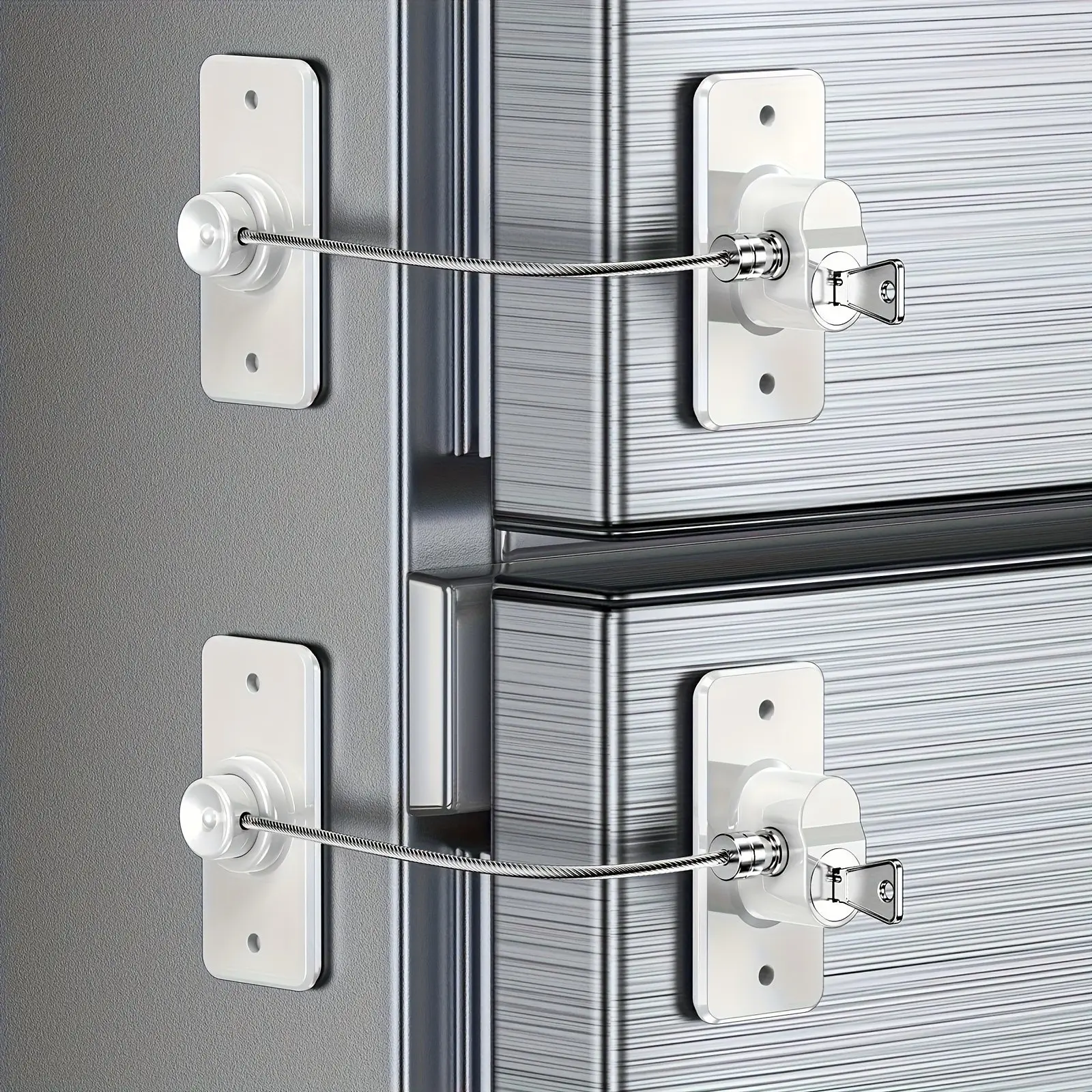 2-In-1 Security Lock Strap, Drillable/no-Drill, Fits Drawer, Cabinet Door, Wardrobe, Fridge, Multi-Purpose Locking Solution