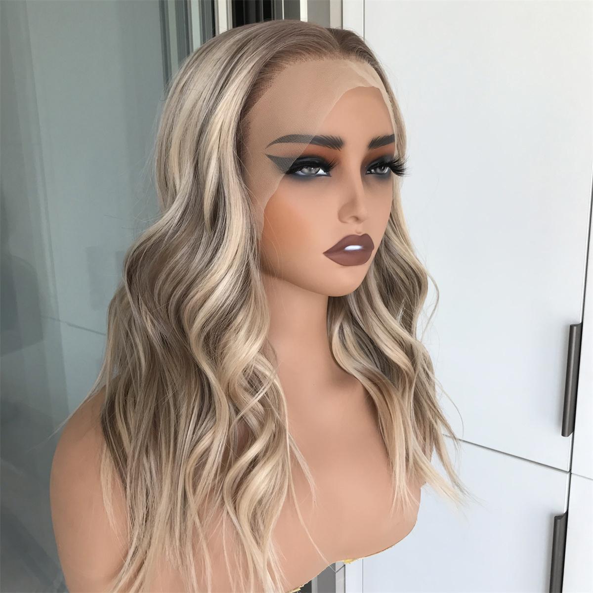 Molly by AISOM Free Part Warm Blonde Highlights Pre Plucked Natural Hairline 13*4 HD Synthetic Lace Front Wig for Women 17 inches Daily Wig Molly by AISOM Free Part Warm Blonde Highlights Pre Plucked Natural Hairline 13*4 HD Synthetic Lace Front Wig for Women 17 inches Daily Wig