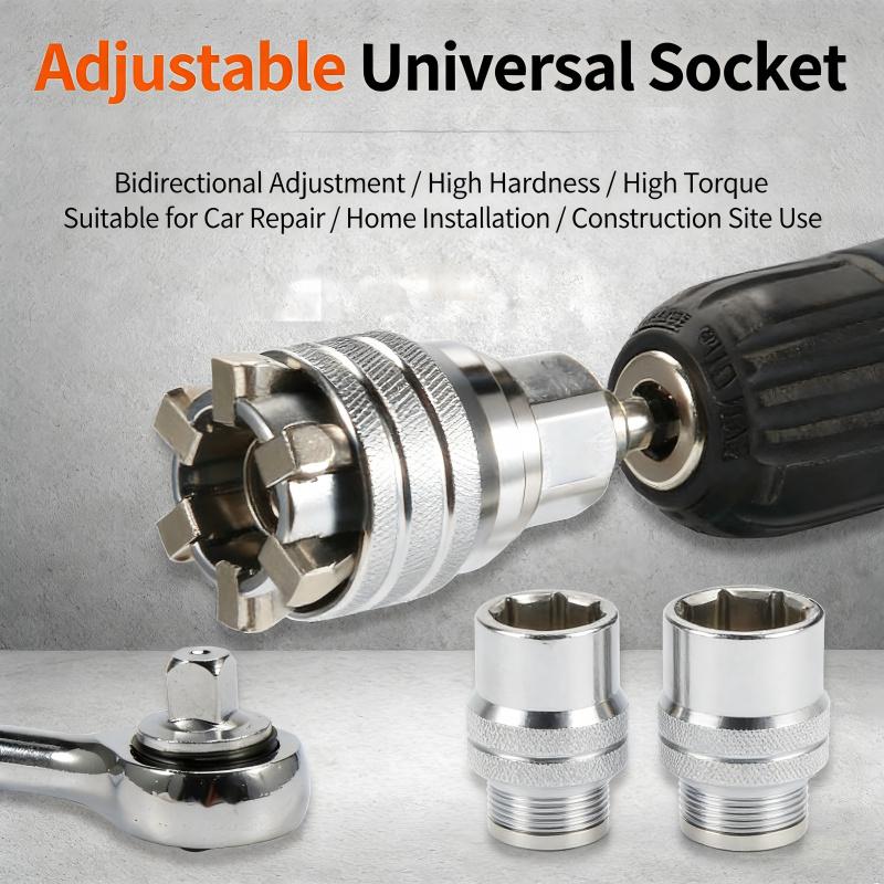 Multi-Functional Universal Socket Wrench Tool, Adjustable Universal Socket for 3/8 Inch Interface, Professional Repair Tool