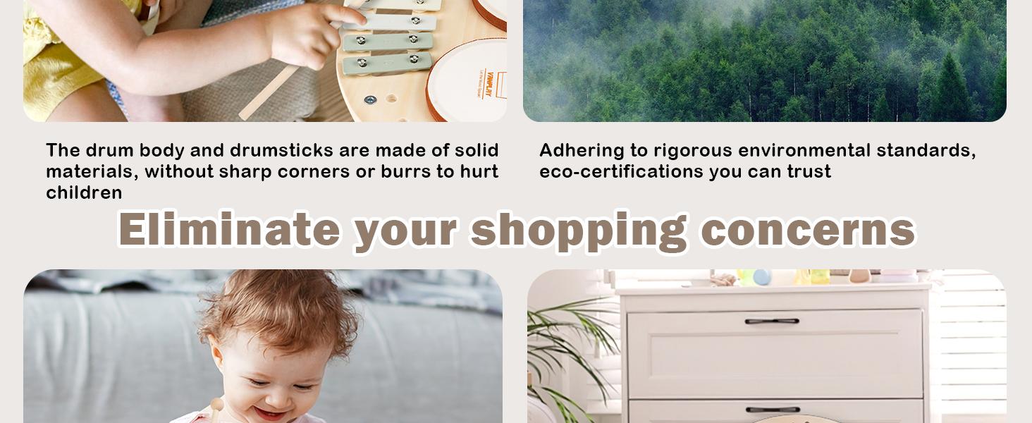 Joyreal Drum Set with Xylophone for Kids - 4 in 1 Musical Instruments Set for Toddlers, Wooden Montessori Toys, Christmas Birthday Gifts Ideas