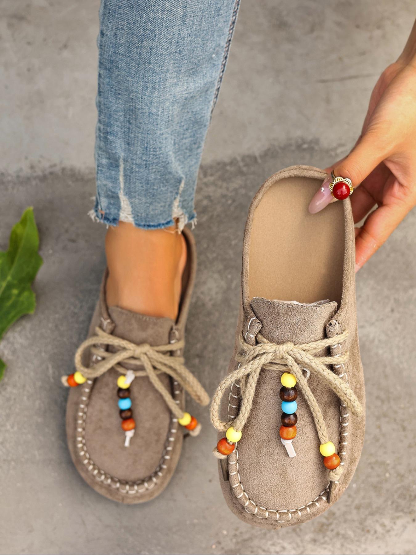 Women's Original Comfortable Casual Shoes, Tassel Bead Design, Fashionable and Cozy, Perfect Slip-On for Daily Wear