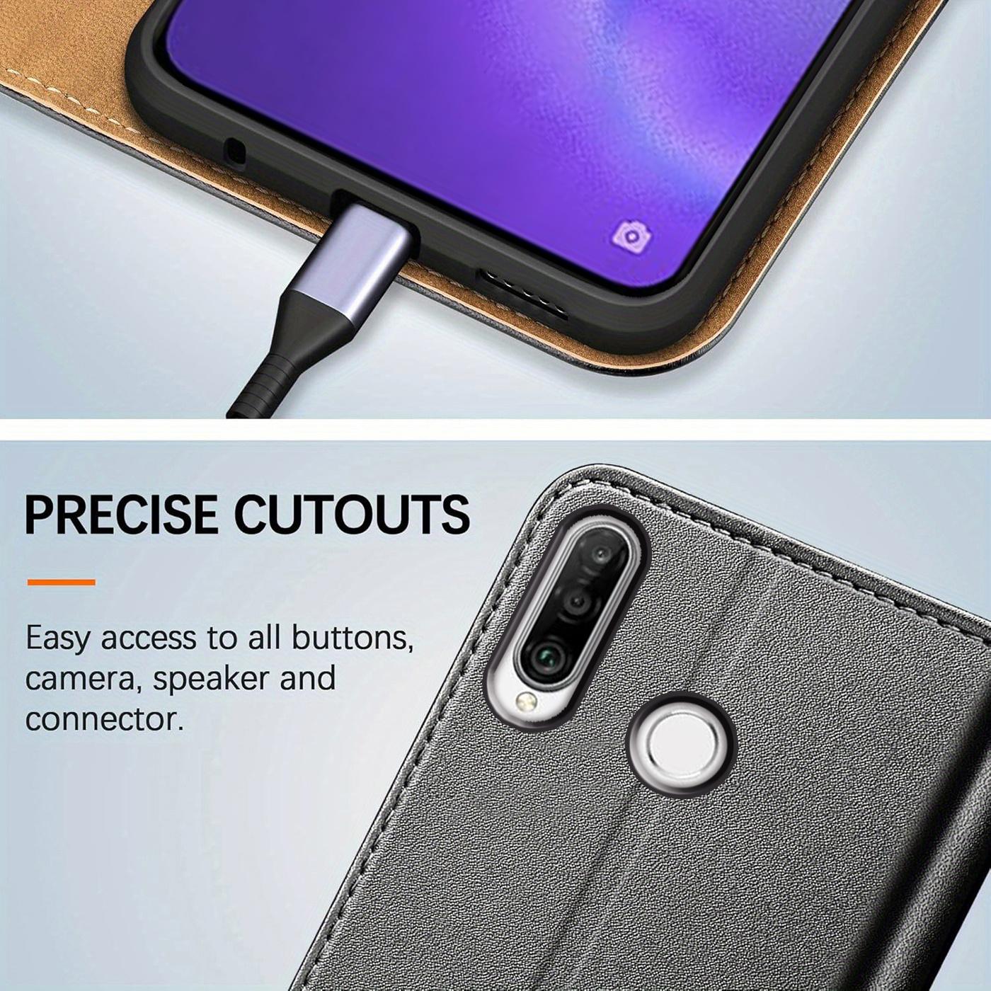 Mobile Phone Case For Huawei P30 Lite Pro, With Kickstand PU Leather Card Slot Black Wallet Flip Protective Phone Case Cover