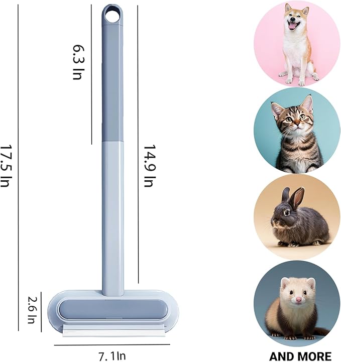 [4 in 1] Pet Hair Removal Tool, Multi-functional, Reusable, Washable Lint Cleaner for Dog and Cat Hair, Gentle on Furniture, Effective on Carpets, Clothing, Bedding,  Car, Window Pet Hair Remover for Furniture, Cat/Dog Hair Remover with Extra long Handle