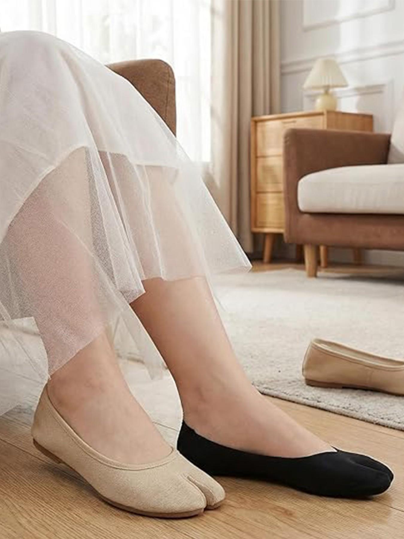 2 Pairs Tabi Socks, Thin No-Show Non-Slip Low-Cut Invisible Liner, Summer Footies for Flats, Flip Flops, Sneakers & Sandals