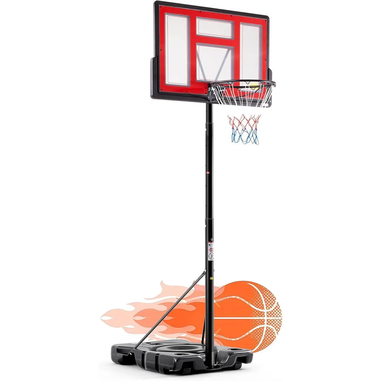 DUMOS 10FT Adjustable Height Portable Basketball Hoop Outdoor for Adult, 44 Inch Shatterproof Backboard w/Shock Absorbent Rim, Fillable Base, 2 Wheels for Swimming Pool/Indoor