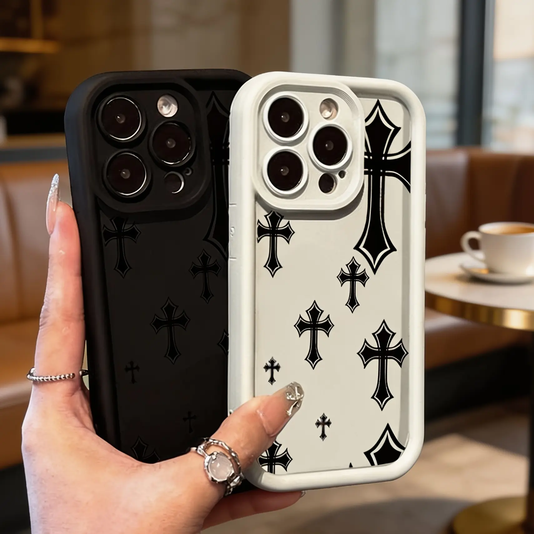 Mobile phone case: Tianyan ladder mobile phone case, Gothic cross printing TPU protective case, light and thin fitting shockproof and scratch-proof light and thin case, suitable for iPhone 17/16/15/14 Pro Max, daily leisure use, birthday,