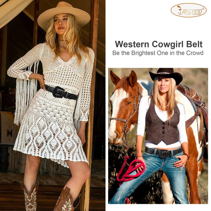 JASGOOD Women and Men Ladies Weatern Cowgirl Cowboy Bling Belt Rhinestone Belt for Jeans Pants Dress