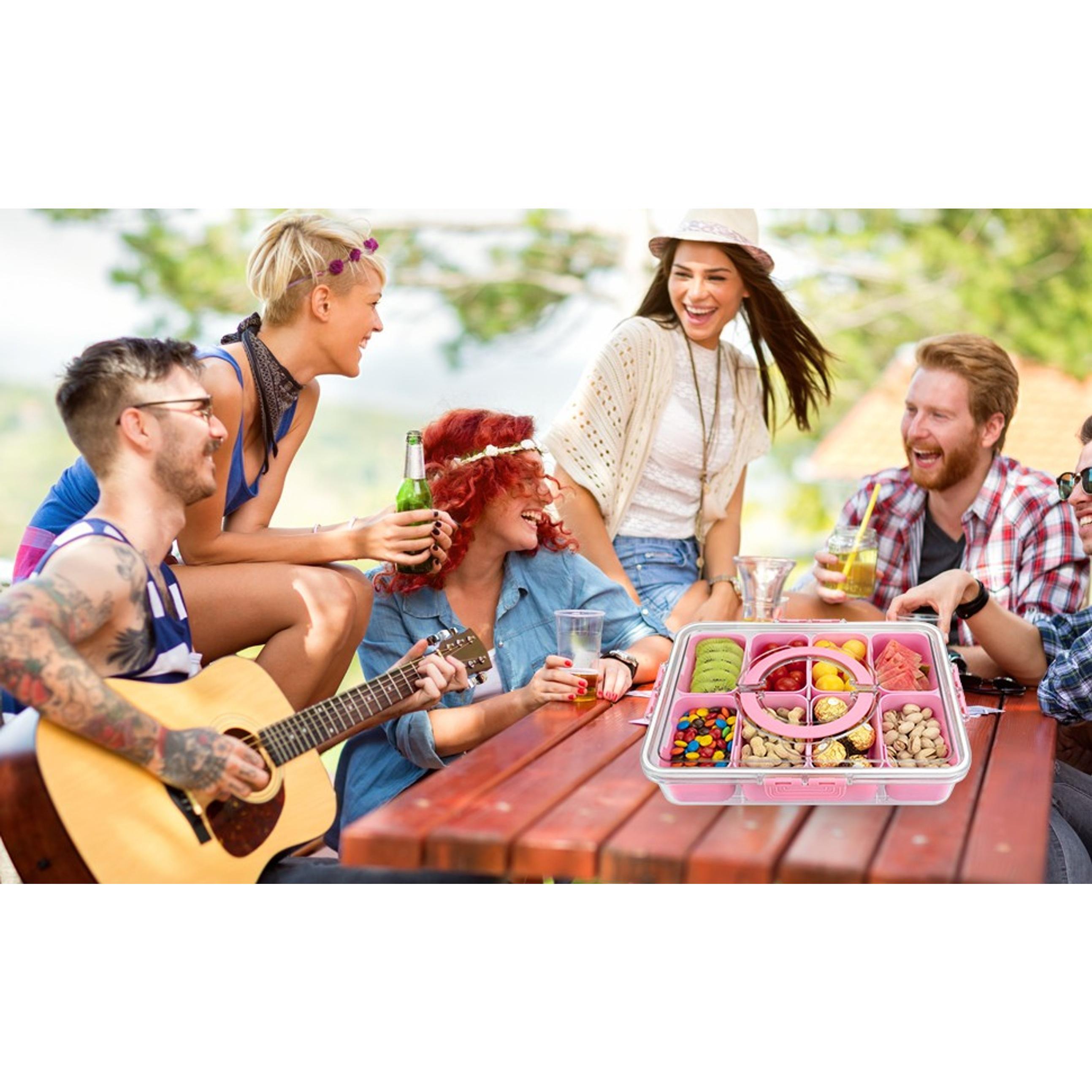 8 Compartment Divided Serving Tray with Lid and Handle, Portable Snack Box Platter for Candy, Fruits, Nuts, Party, Entertaining, PicnicGift 8 Compartment Divided Serving Tray with Lid and Handle, Portable Snack Box Platter for Candy, Fruits, Nuts, Party, Entertaining, PicnicGift