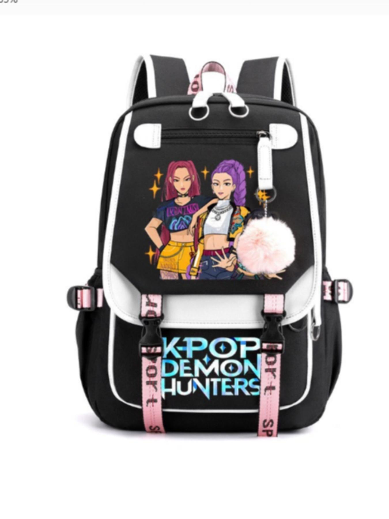 Korean Kpop Monster Hunter Movie Cartoon Print Backpack, School Bag for Students, Dual-Shoulder Design, All Seasons Use