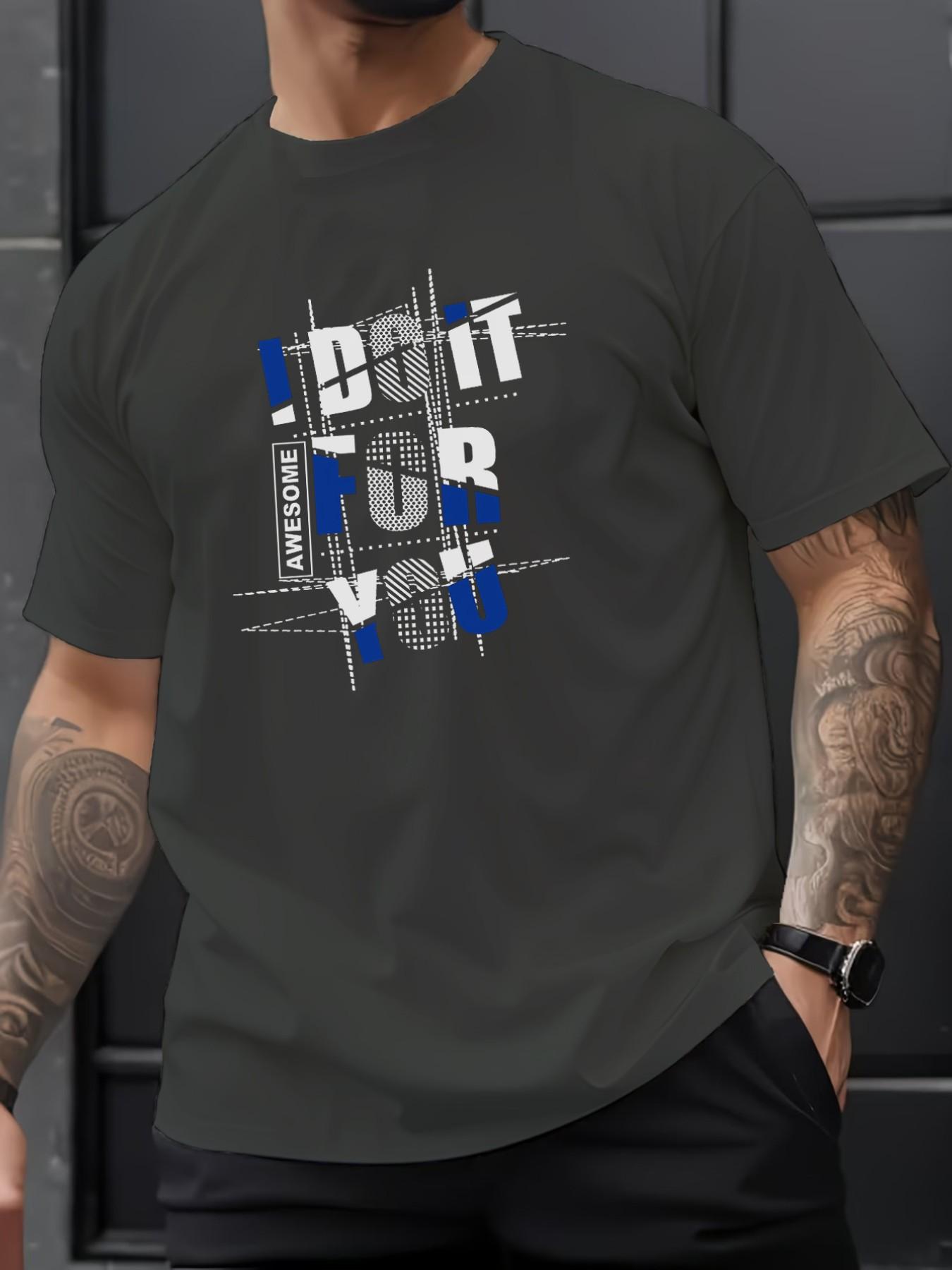 Men's Summer Micro-Stretch Comfort Round Neck Printed T-Shirt, Fashionable Trendy Wear, Best Choice for Men, Casual Stylish Tee