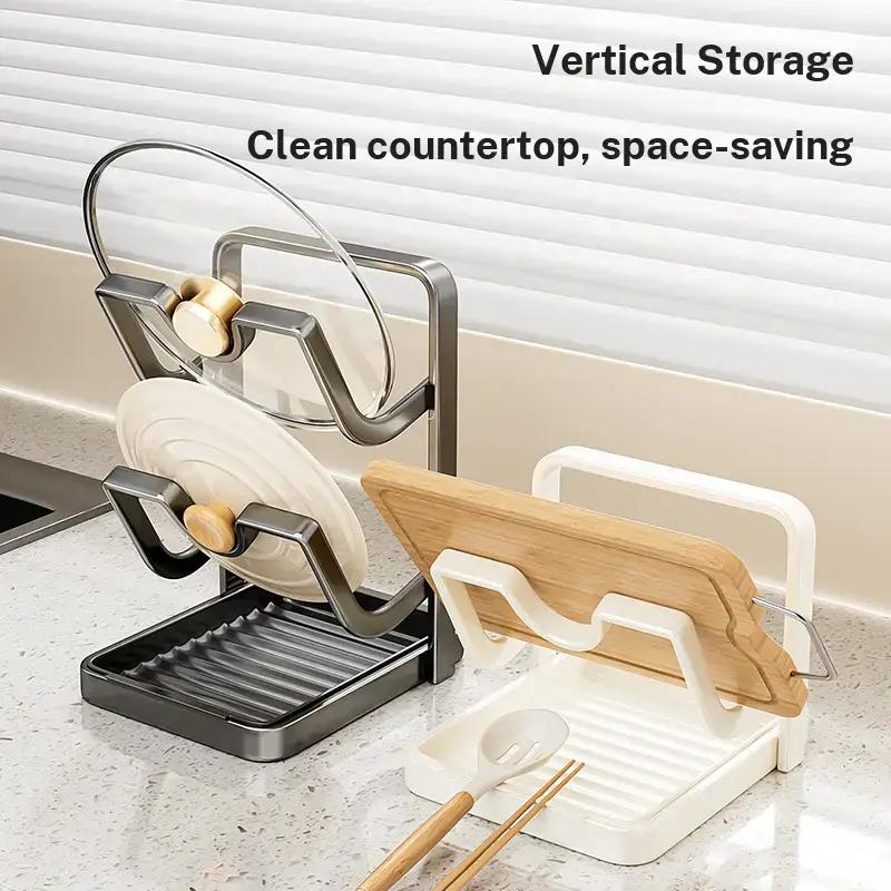 Multifunctional Kitchen Storage Rack, New Pot Lid Rack, Countertop Spatula Holder, Vertical Cutting Board Organizer, Chopping Board Organizer