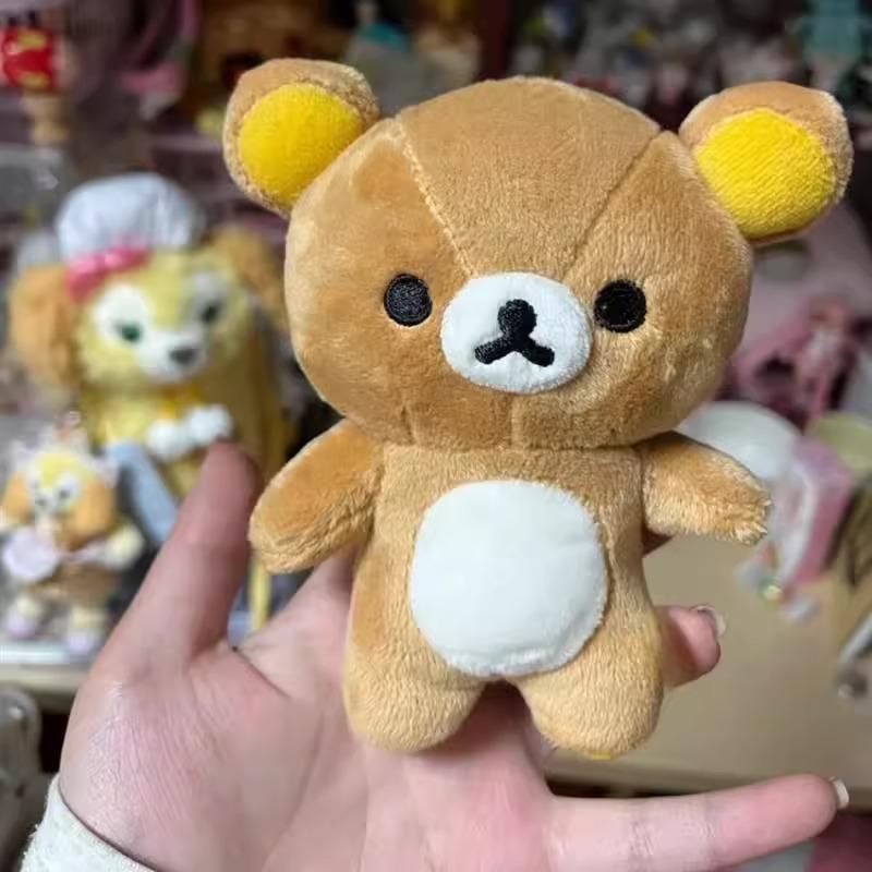 12cm Kawaii Rilakkuma Korilakkuma Plush Toy Keychain Kawaii Brown White Bear Stuffed Bag Charm Cute Birthday Gifts Girl