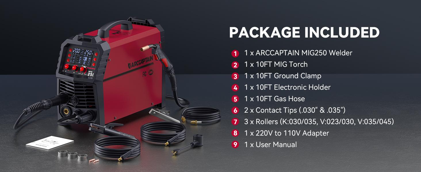 ARCCAPTAIN MIG250 Multi Process Welder 250 Amps MIG Welder Welding Machine Heavy Duty Work Portable Welder welder machine
