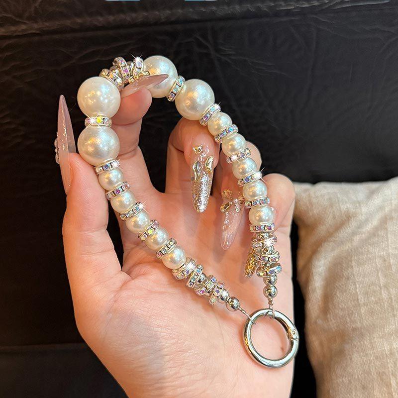 Note 8 Fashion Series Pearl Strap Lanyard Phone Holder Case For Compatible With Samsung Galaxy Note 8 Plating Cover and Elegant Blue Luxury Leopard Print Little Bear Protector Cases