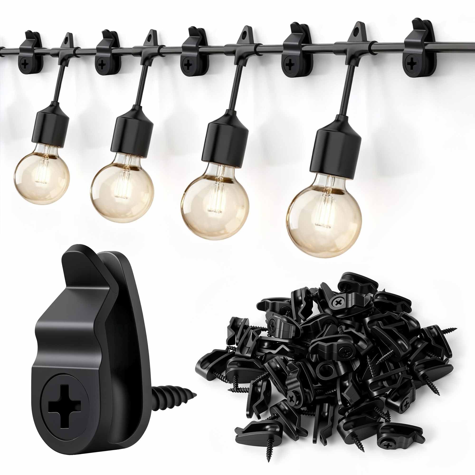 Easy Install Screw-In String Light Hangers, LED Light Clips Hooks, Outdoor Patio Fairy Lights, Christmas & Halloween Decor