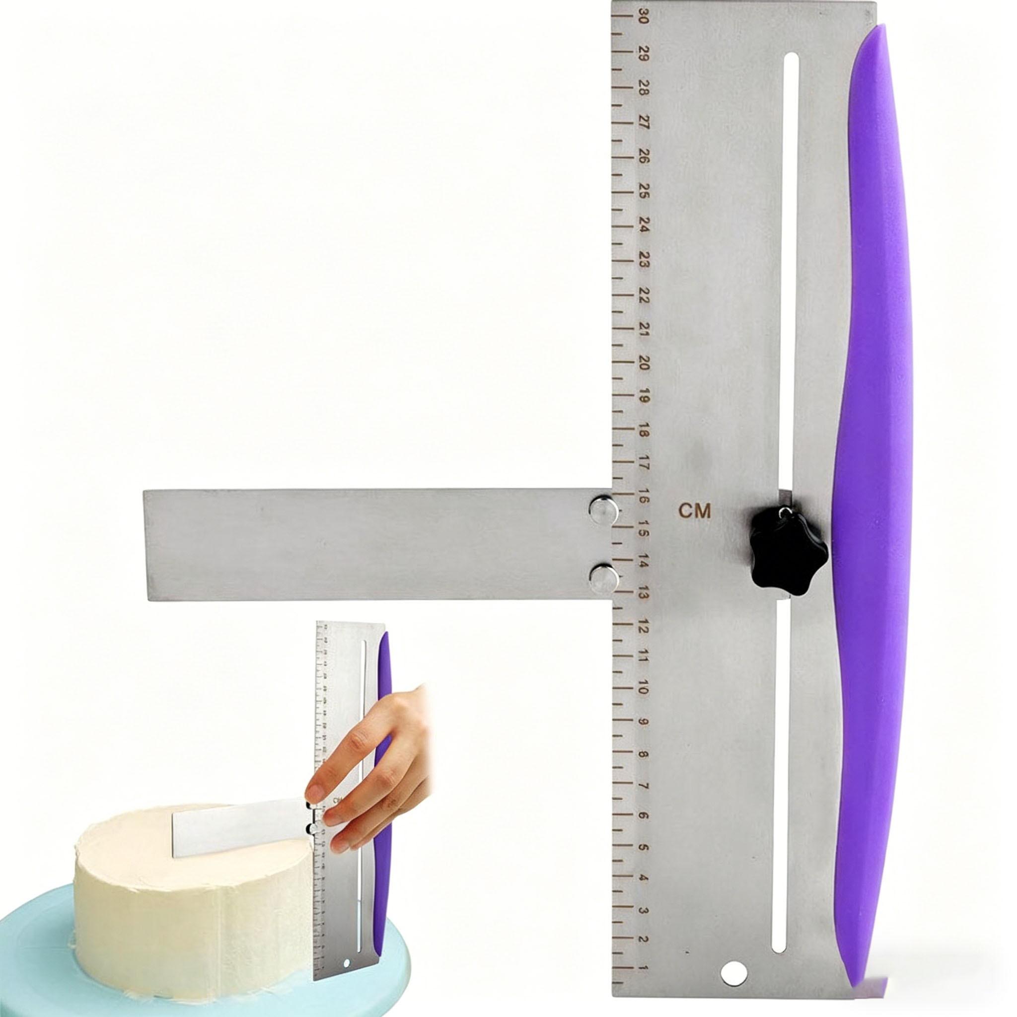 Stainless Steel 90° Angle Cake Scraper, Smoother with Scale Ruler, Cake Icing Leveling Tool, Baking Essential Kitchen Tool