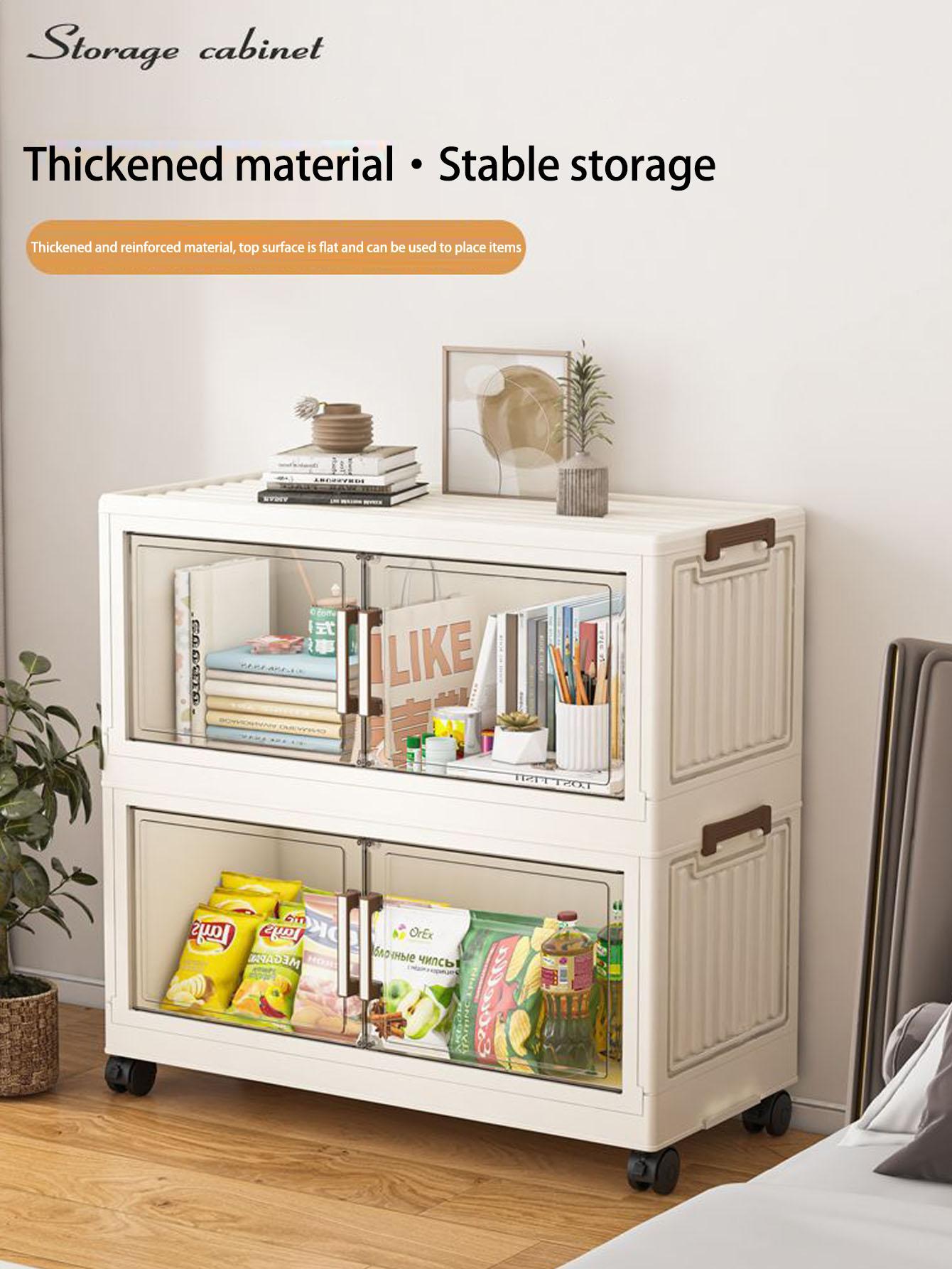 Multifunctional Foldable Storage Cabinet, Modern Mobile Display Unit for Living Room & Bedroom, Baby Toys Clothes Organizer