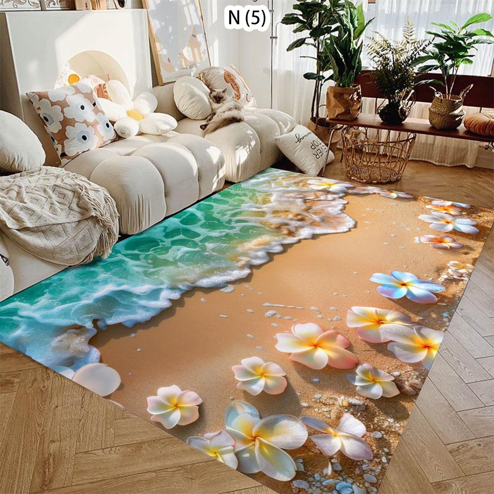 2D Beach Starfish Flannel Area Rug - Realistic Ocean Sandy Shore Print Soft Mat for Living Room & Bedroom, Non-Slip Coastal Home Decor #BeachStarfishRug #OceanSandyMat #CoastalHomeDecor #2DSeasideCarpet #NonSlipFlannelRug