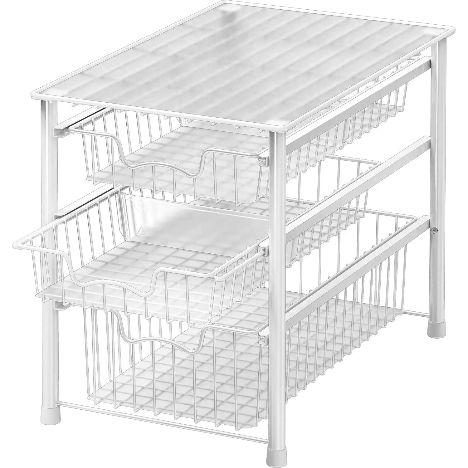 Stackable 3 Tier Sliding Basket Organizer Drawer, White