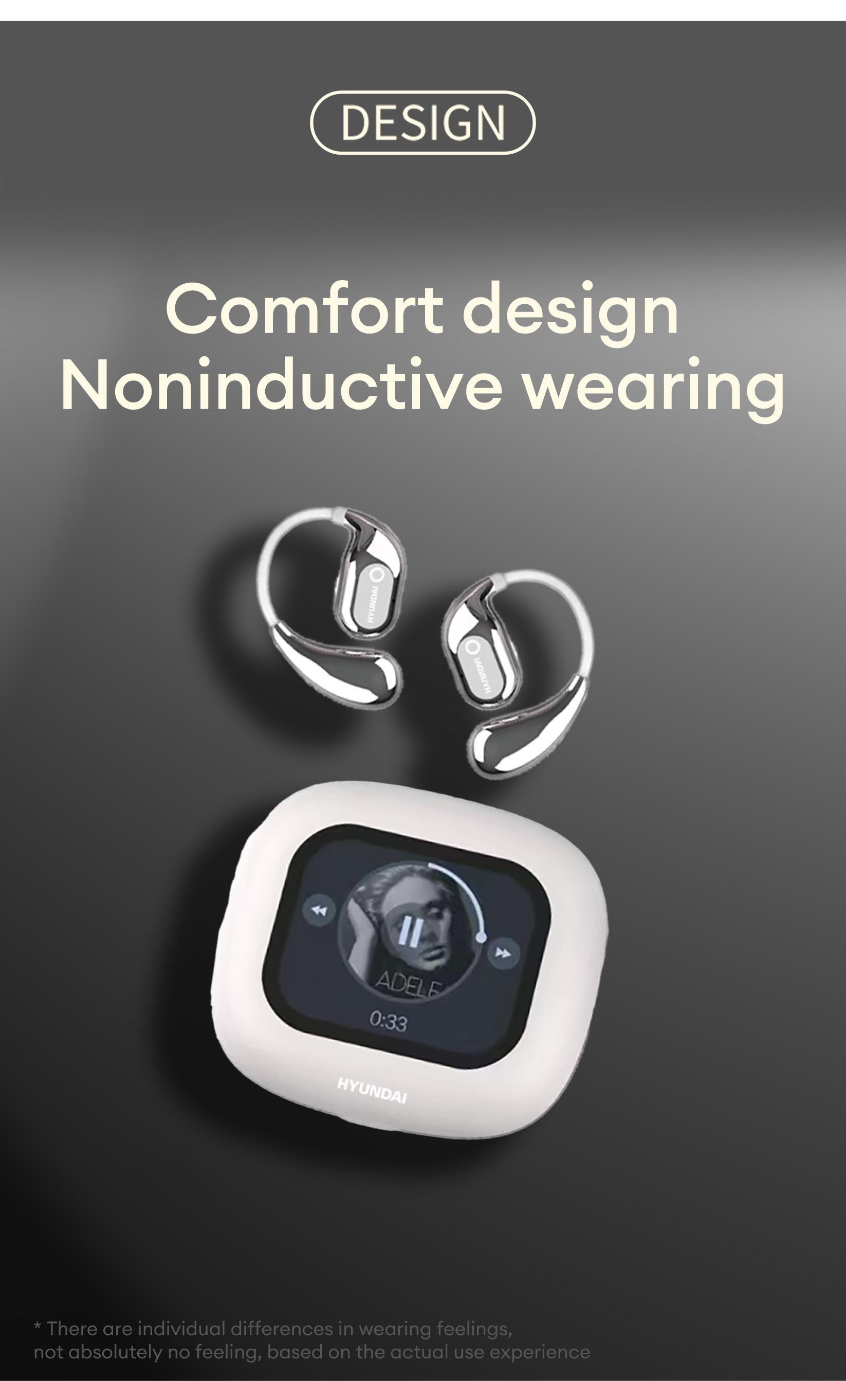 HYUNDAI HY Q18 PRO Electronic Earbud Bluetooth Headset with Full Color Touch Screen, Audio Wireless Headphones for Music & Phone Calls