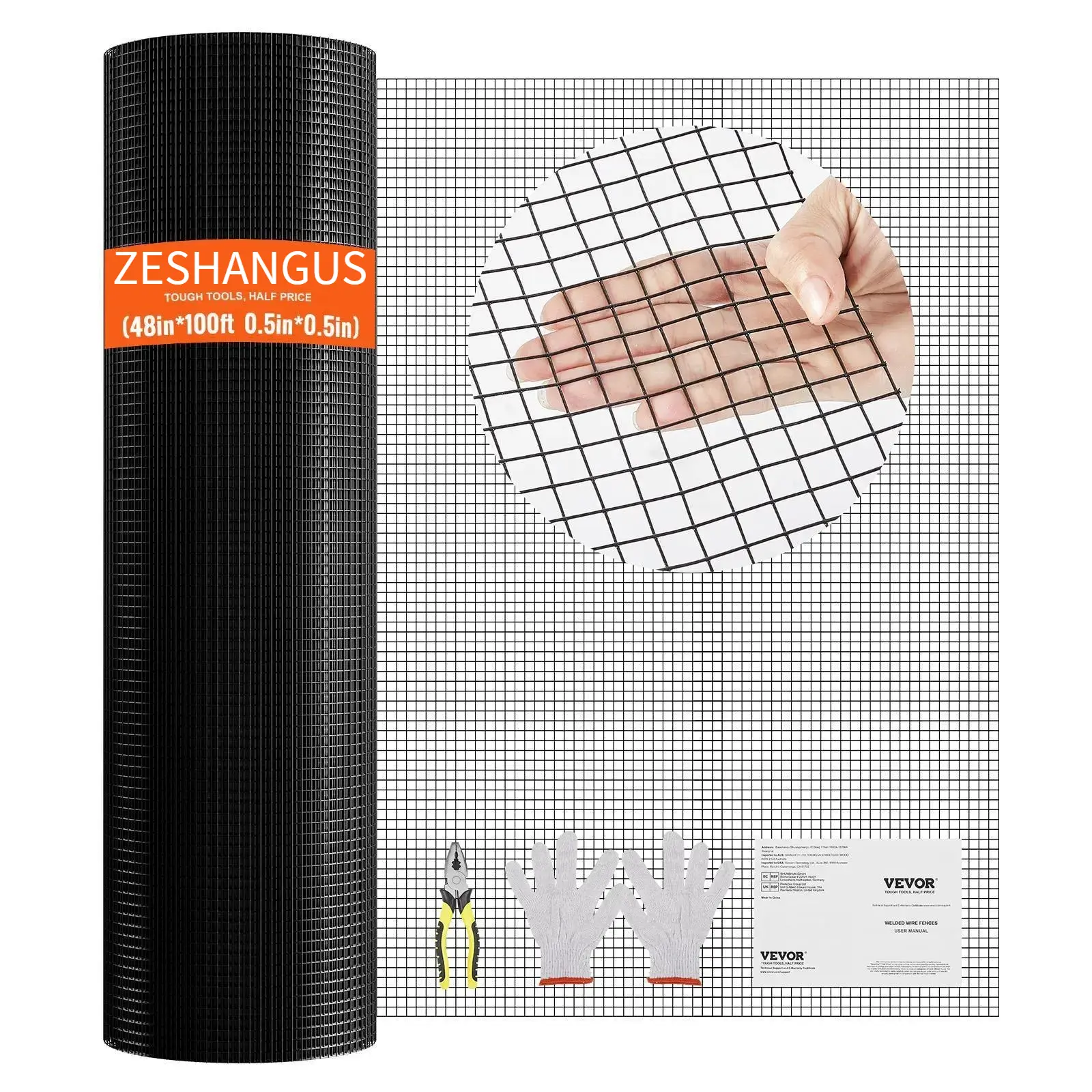 【SummerFinds】ZESHANGUS Hardware Cloth,  48'' x 100' Galvanized Wire Mesh Roll, 19 Gauge Chicken Wire Fence Roll, Vinyl Coating Metal Wire Mesh for Chicken Coop Barrier, Rabbit Snake Fences, Poultry Enclosures
