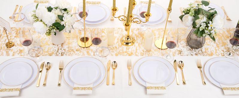 Gold/SilverDisposable Plates and Silverware Set: Dinner Plates,Dessert Plates, Cups,Napkins,Knife, forks, spoons 70 of each.-Perfect for Party Gold/SilverDisposable Plates and Silverware Set: Dinner Plates,Dessert Plates, Cups,Napkins,Knife, forks, spoons 70 of each.-Perfect for Party