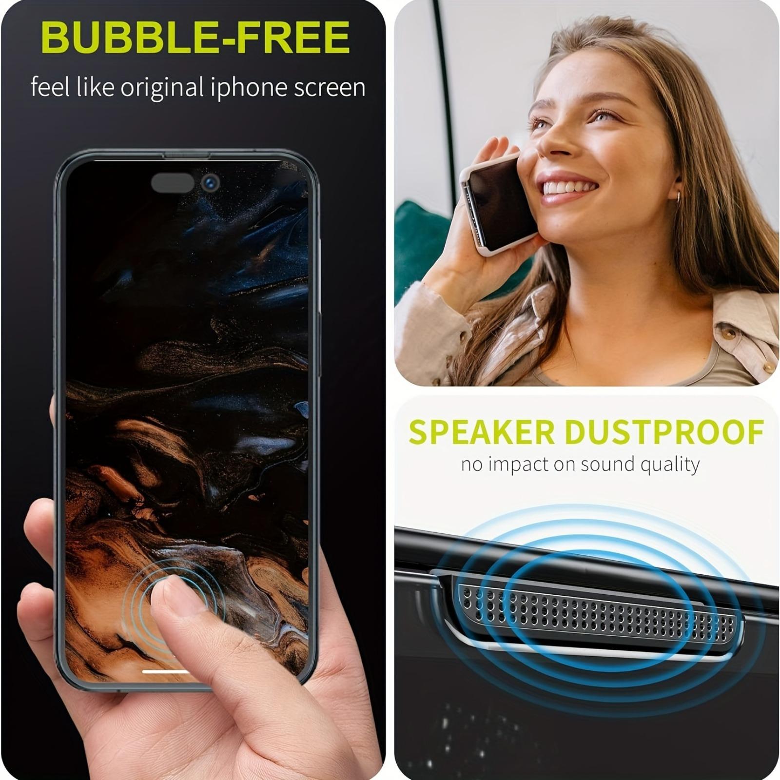 iPhone Protective Shockproof Screen Protector Set, 2-Pack Cellphone Smartphone Tempered Glass Film for iPhone Models 15/16/17/14/13/12 Plus Pro Max, Easy Install & Privacy Protection Accessories