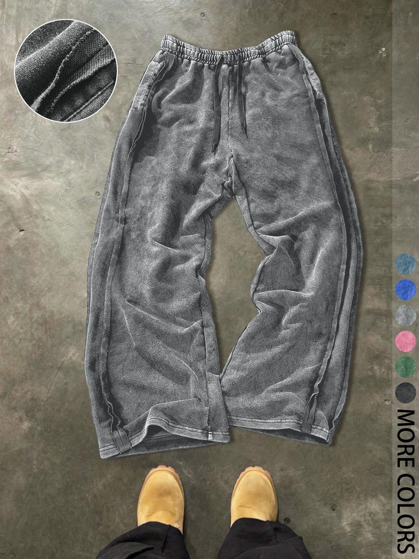 Men's Streetwear Cotton Joggers, Loose Fit Elastic Waist Knit Pants, Casual All-Season Woven Fabric, Daily Wear Fashion