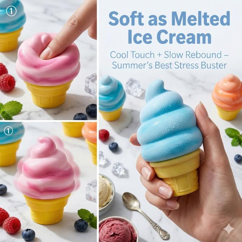 Ice Cream Creative Squeeze Soft Toy, Summer Stress Relief Toy, Cute Slow Rise Ice Cream Sensory Decompression Toy for Kids and Adults