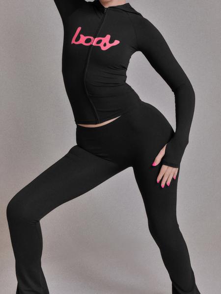 Women's Fall Fashion Hooded Letter Print Zipper Skinny Sports Pants Set, Sweatsuit Outfits, Casual Long Leggings, Slim Fit, Trendy