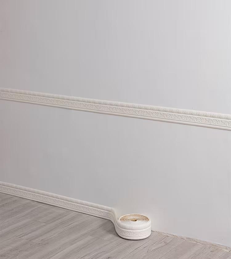 362.2 Inch (90.55 Inch X 4 Rolls) 3D Self-Adhesive Waterproof Wall Stickers - Foldable, Multiple Colors Availabel and Stick, Foam Decorative Strips, Wallpaper Borders, Foam Baseboards, Wall Stickers, Suitable for Home Decoration