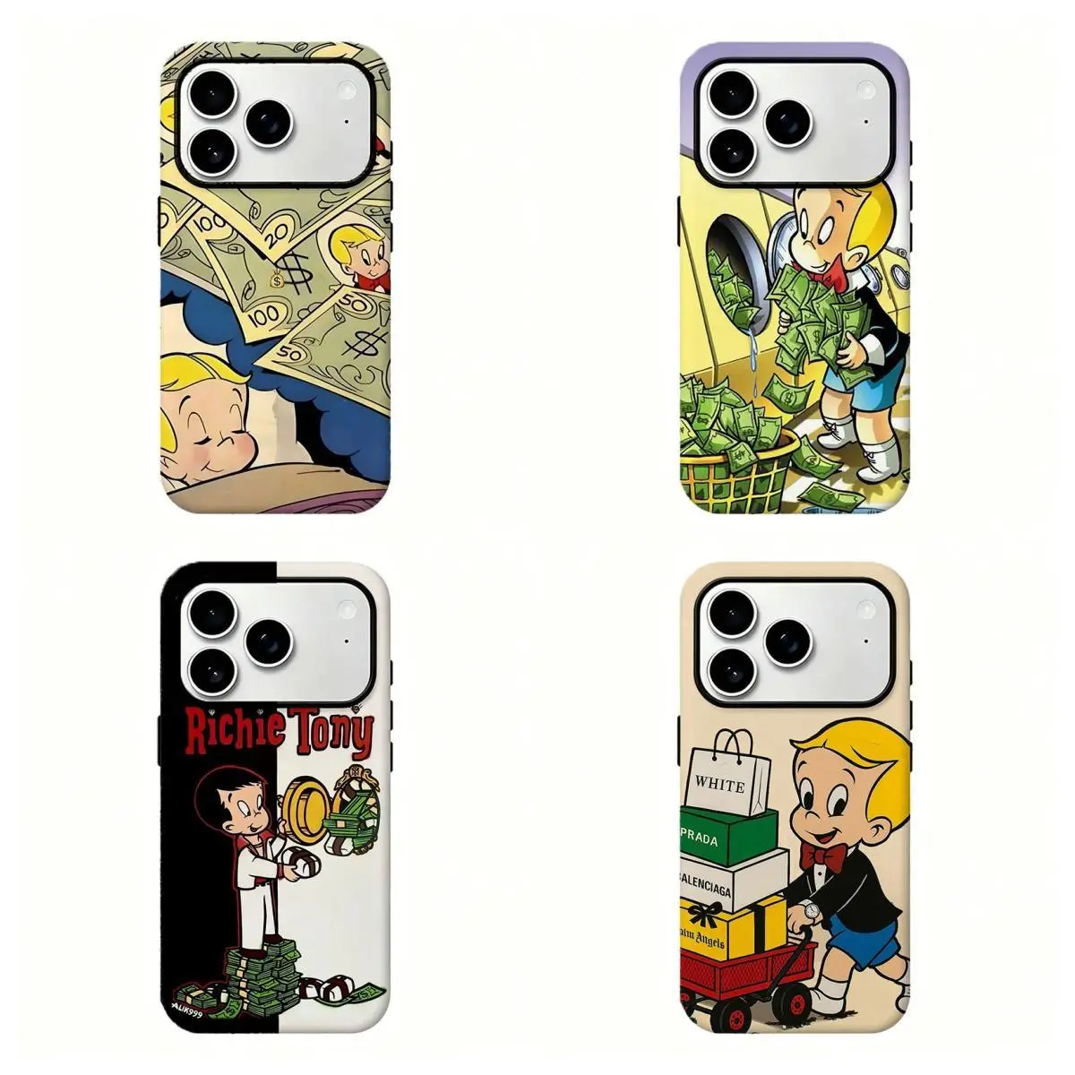 Classic Ricccchie Ri111ch Millionaire Cartoon Phone Case, Vintage Funny Shockproof Protective Cover For iPhone 17 Pro Max 16 15 14 13 12 11 for Samsung S21 S22 S23 S24 S25 Phone Case, Perfect Gift for Her His
