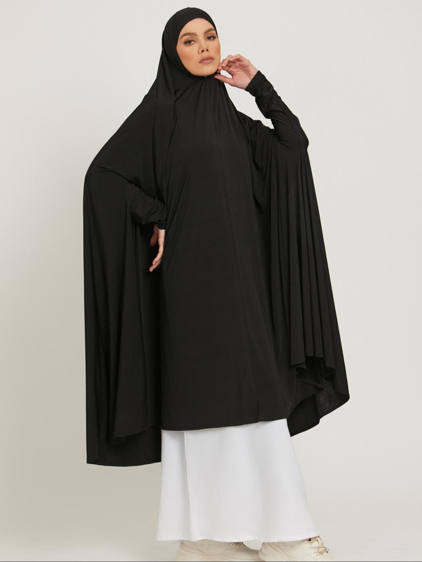 Women's Fashion Plain Long Headscarf with Sleeve Cover, Crystal Abaya Hijab, Suitable for Daily Outdoor Sun Protection