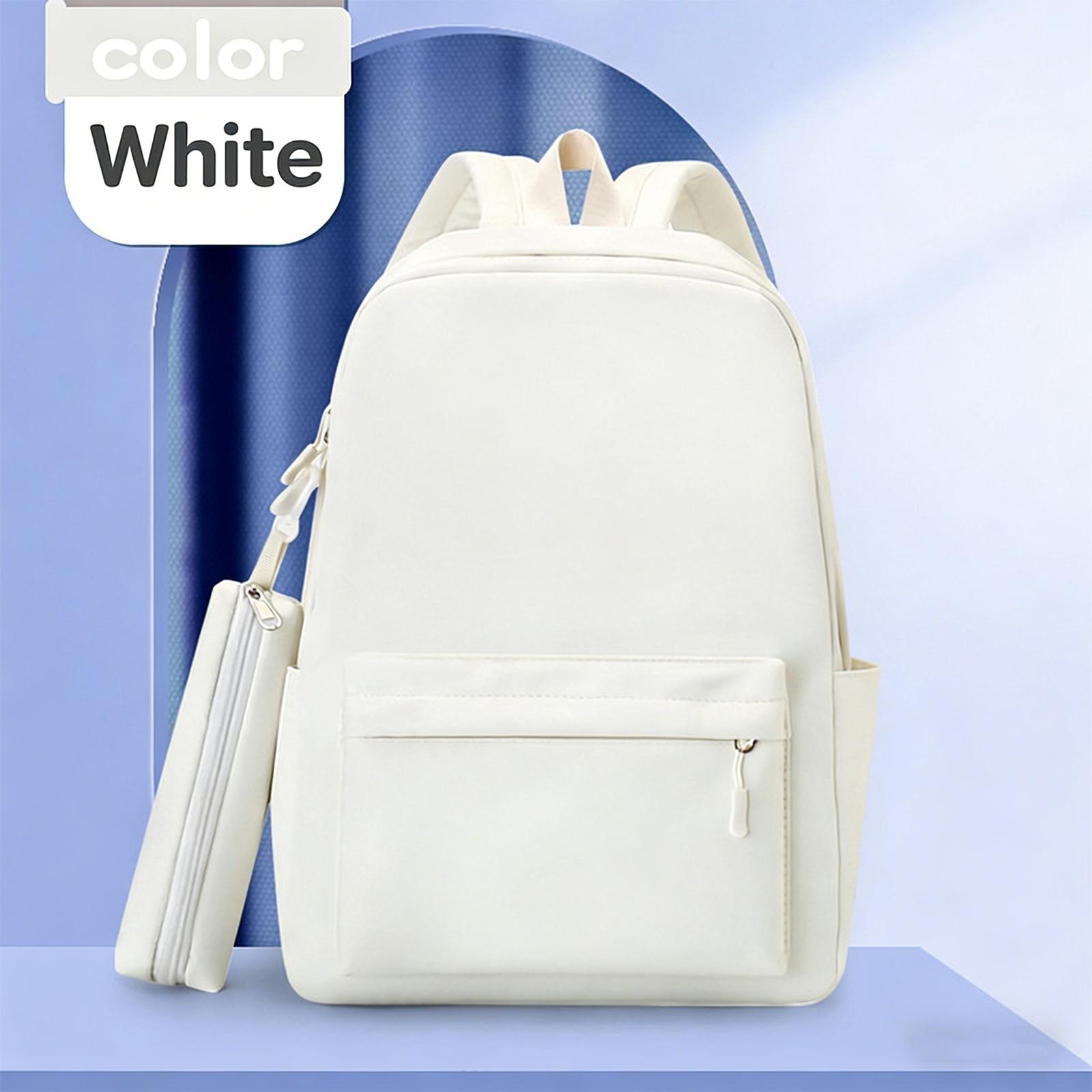 Jesus Letter Pattern Backpack & Pencil Case Set, Large Capacity Commute Backpack, Simple Solid Color with Multiple Colors, Ergonomic Shoulder Straps